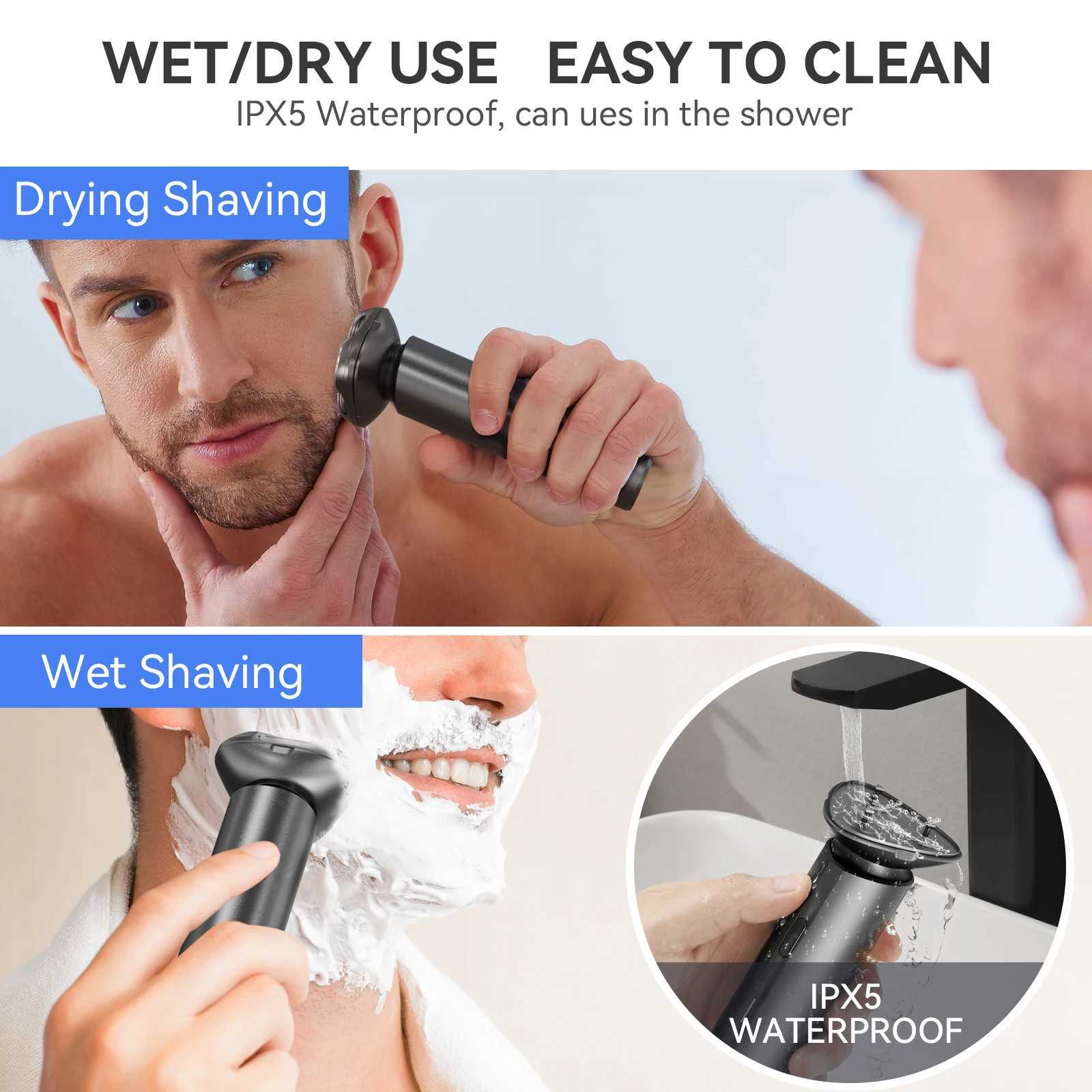 Barbeadores elétricos Kensen Shaver para homens recarregável 3D flutuante cortador magnético lâmina lavável aparador de barba navalha máquina de barbear masculina 2442