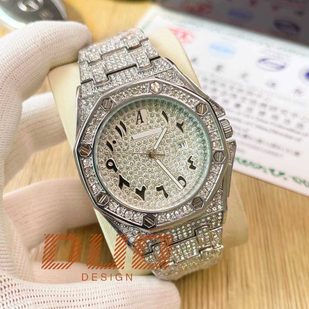 Пройти тест на бриллианты Роскошные ювелирные часы Часы с муассанитом Full Diamond VVS Дизайнерские классические часы Сохраняйте реальность Высочайшее качество Оригинал С коробкой