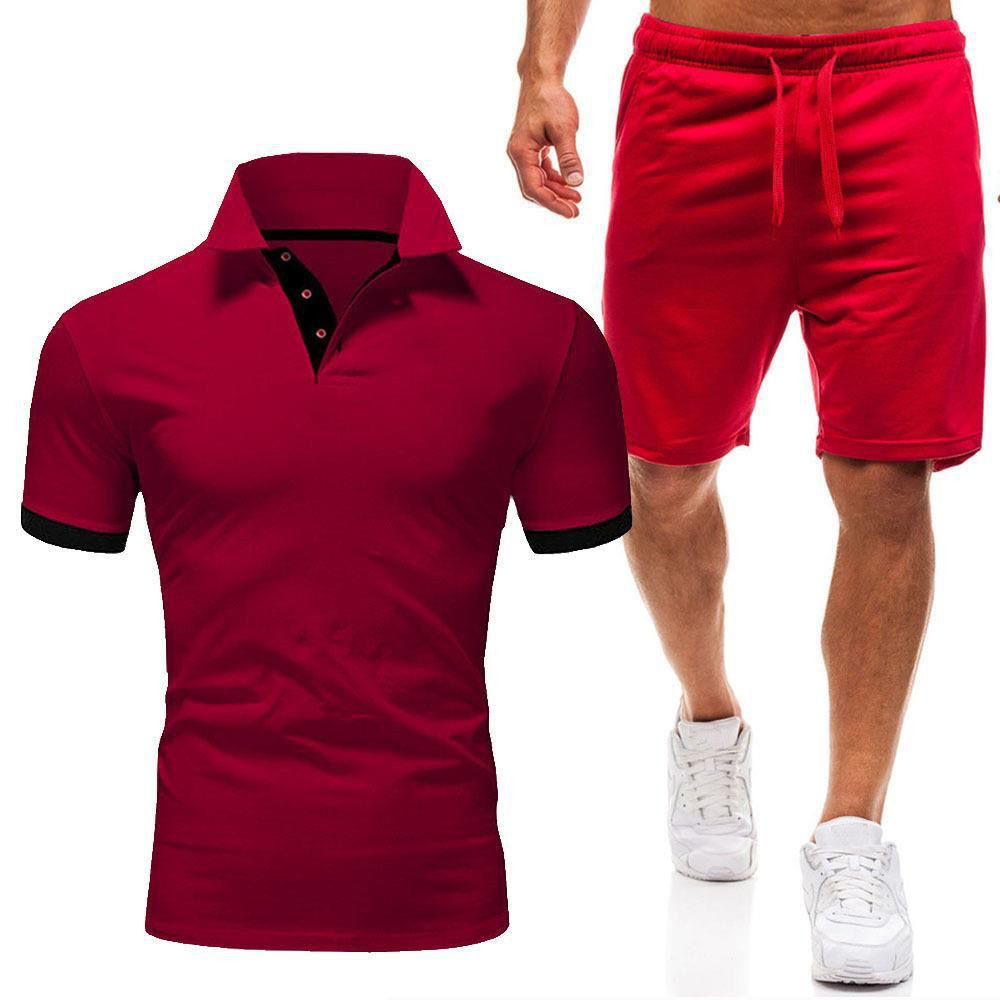 Letnie męskie ubrania z krótkim rękawem szorty 2-częściowy zestaw dresowy mody jogging swobodny męski zestawy