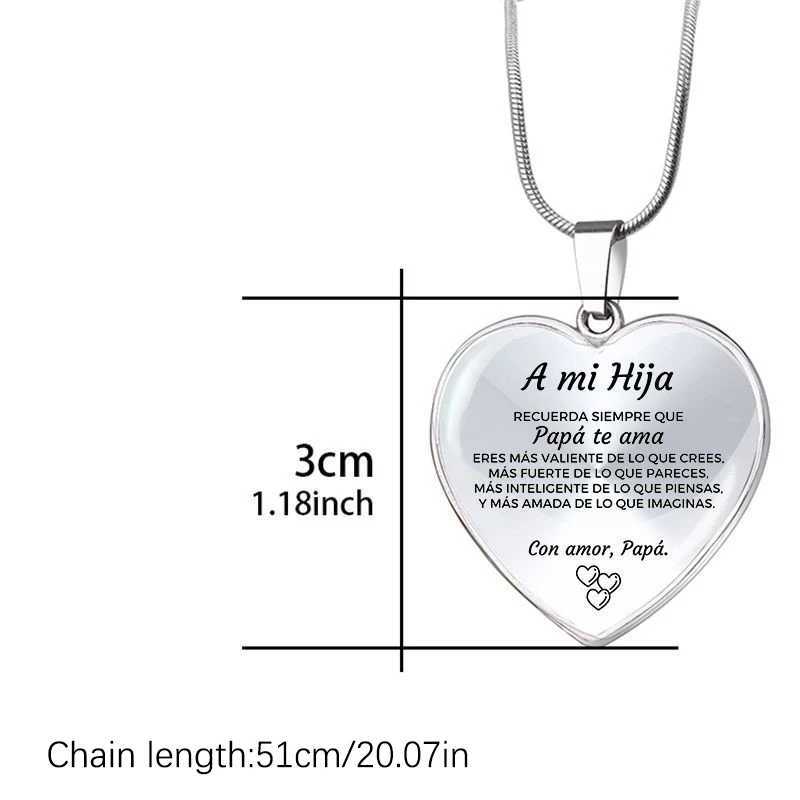 Pendentif Colliers Espagnol à Para Mi Hija et Para Mi Hijo coeur pendentif pour femmes cadeau d'anniversaire cadeaux de remise des diplômes bijoux collier porte-clés 240401