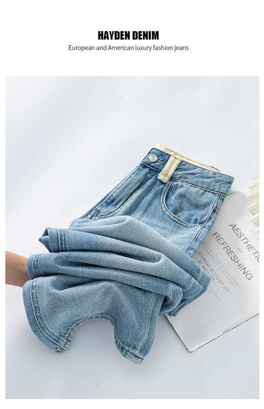 Damesjeans designer kreukbestendig en slap gevoel, zachte kleverige designjeans, hoog getailleerde contrasterende kleur afslanken, smalle versie jeans met wijde pijpen GX2W