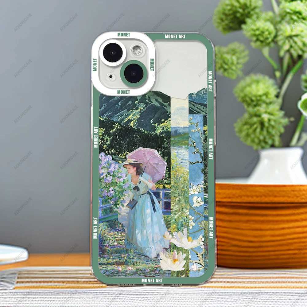Cas de téléphone portable Monet Art Case pour iPhone 15 14 13 12 Pro Max Mini 11 XS X XR SE 7 8 Plus Couverture en silicone souple 2442