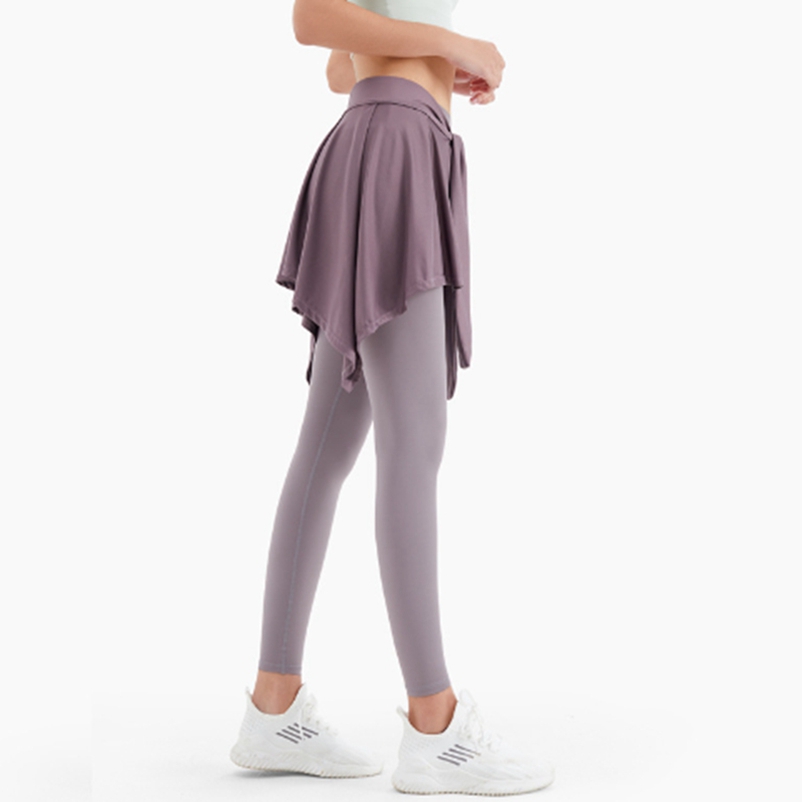 Lu New Women's Lulemon Yoga Skirt Sports Yoga Anti Glare Strapワンピーススカートヒップカバースカーフダンスヨガドレス