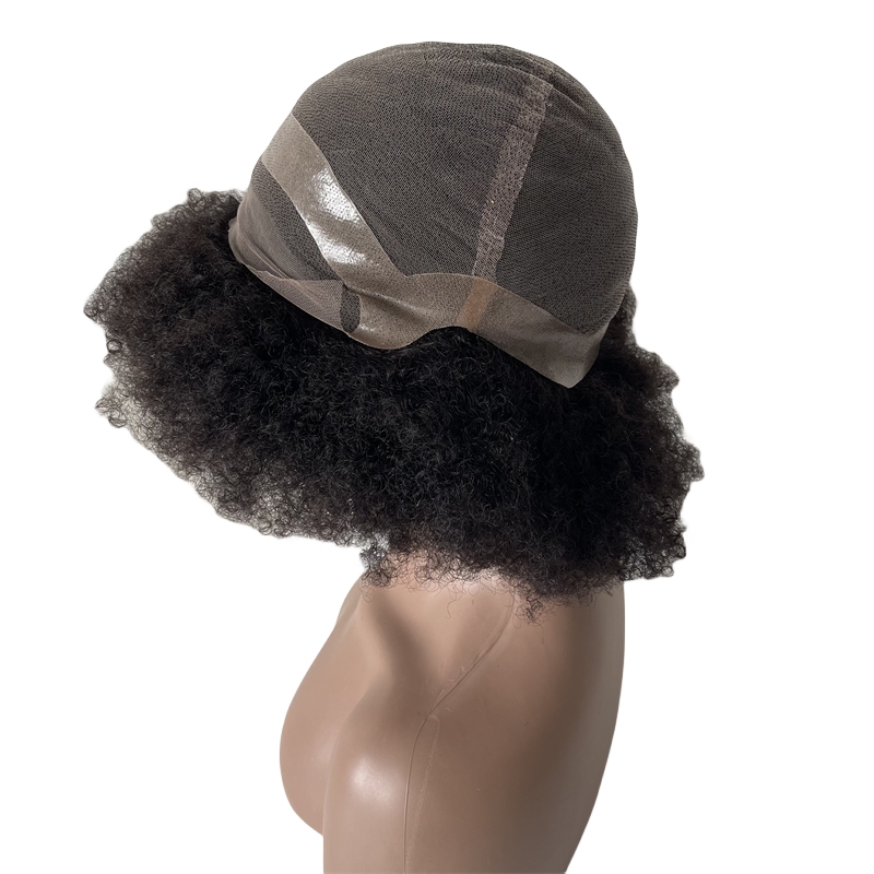 Substituição de cabelo humano virgem brasileiro # 1b preto natural 8mm onda 32x34cm renda completa com peruca de perímetro pu hollywood perucas masculinas para homens negros