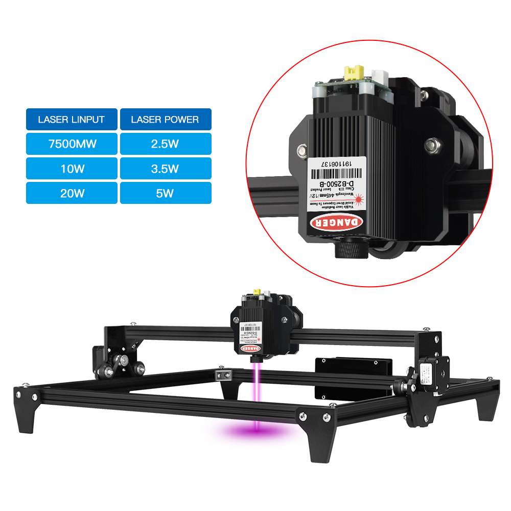 TWOTREES 7,5W 20W Module de gravure laser 450 nm Lumière bleue 40W Head laser pour le laser graveur de coupe Machine de bois