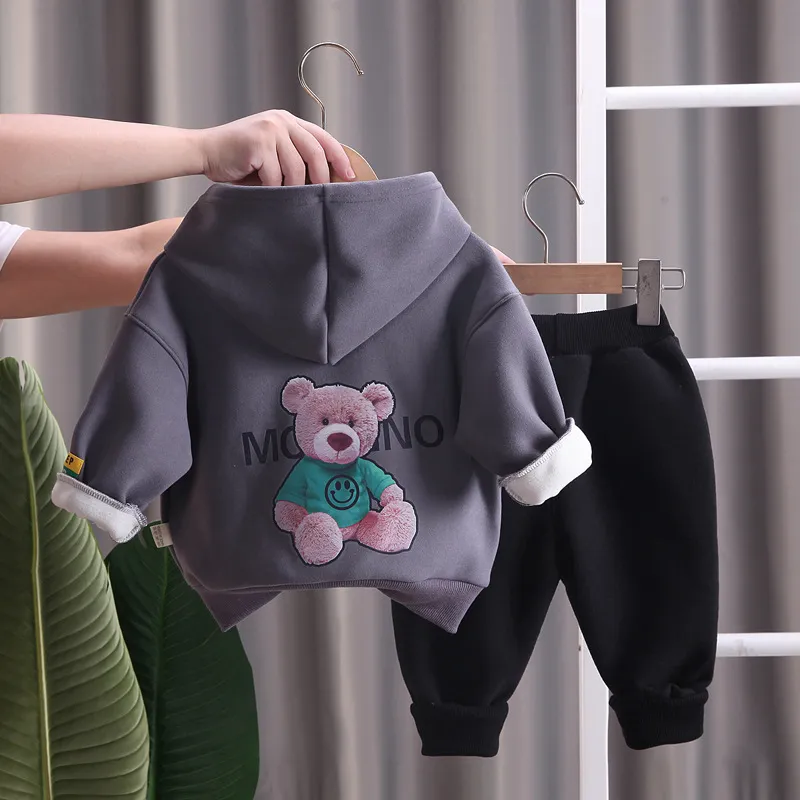 Winter Baby Girls Clothing Set Children Boys Thick Warm Hoodies Pants Toddler Casual Costume Kids Tracksuits
