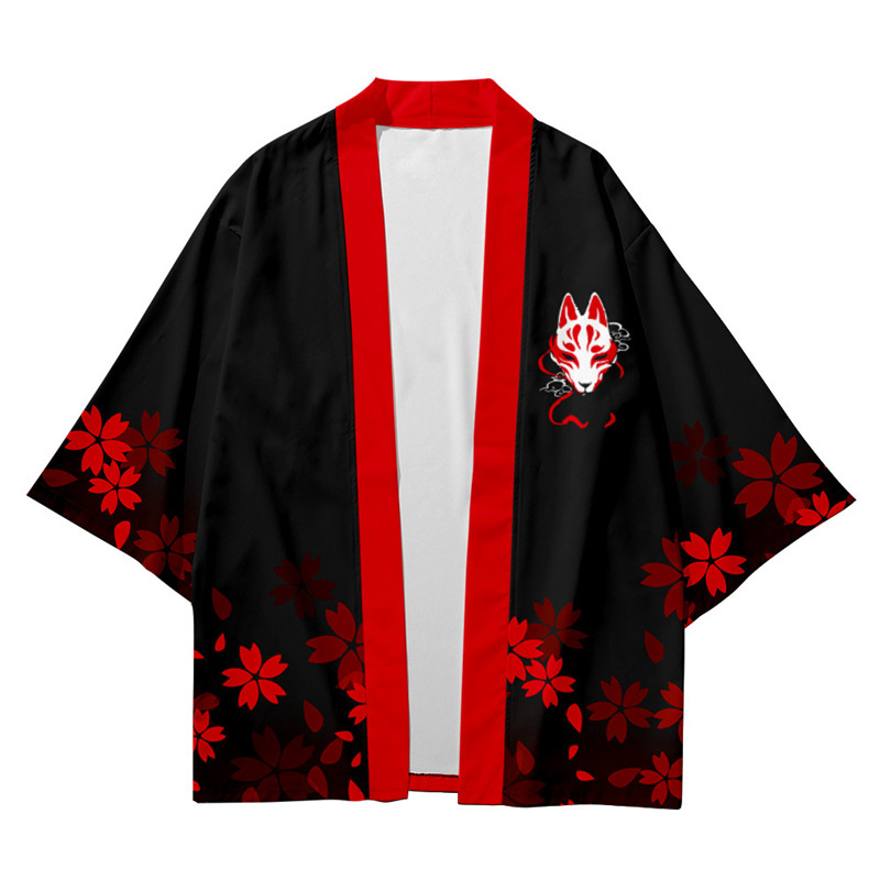 Nio svansade räv japanska blus kimono cardigan samurai kostym kvinnor kläder kimono jacka mens yukata