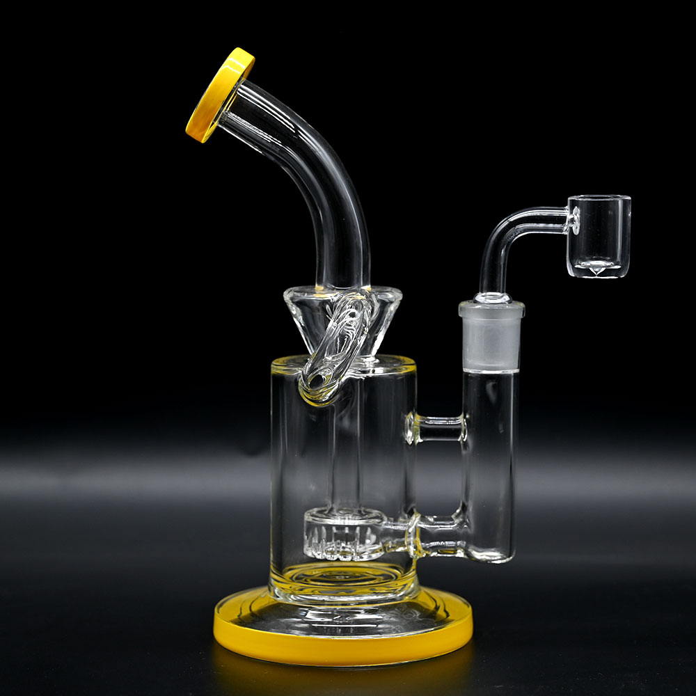 8.4in, bong de vidro Percolator, plataformas de vidro de reciclador com banger de quartzo, tubos de vidro percolator de cor, tubos de água de vidro de borossilicato, acessórios para fumantes