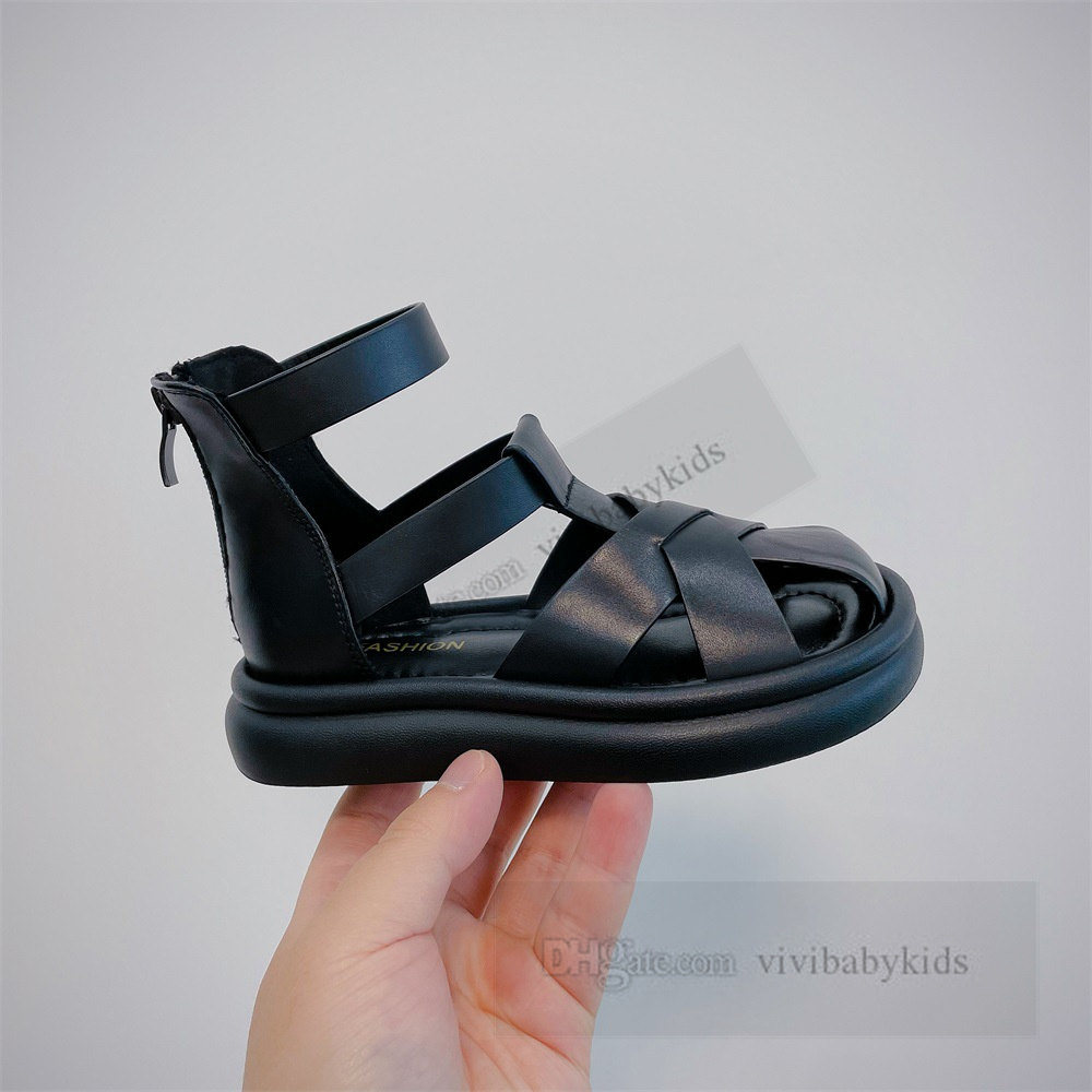 Sandalias de gladiador de tejido hueco para niños, zapatos de princesa de playa antideslizantes con fondo suave para niñas de verano, sandalias romanas de moda para niñas Z7455