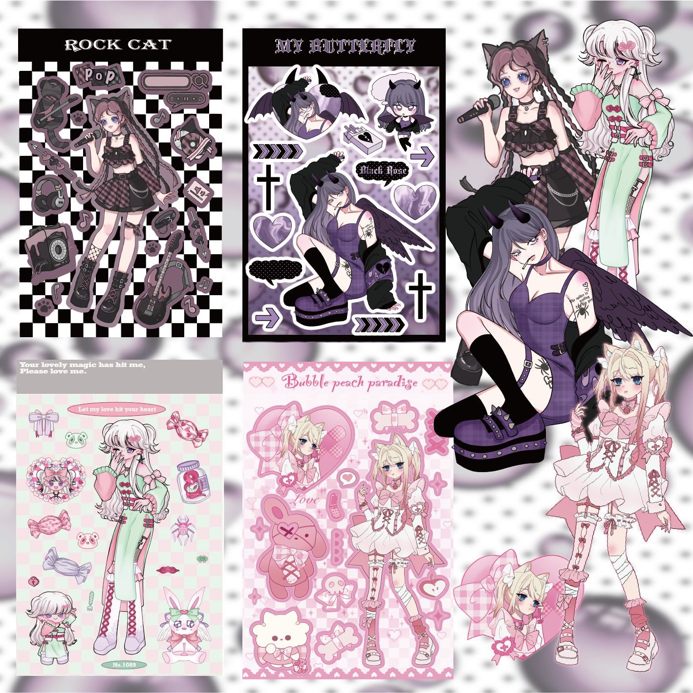 Sharkbang Y2k Bobo Series Full Series Stickers décoratifs Cool Girls Bullet Idol Album Scrapbook KPOP Sticker Korean Stationry