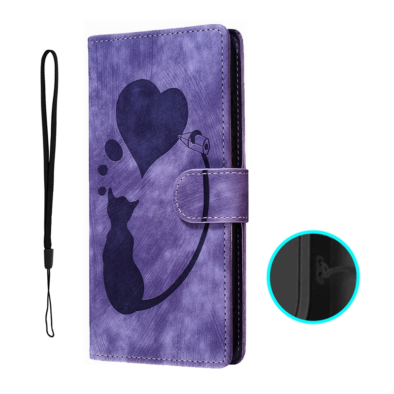 Étuis portefeuille en cuir PU mignon joli chat coeur amour pour iPhone 15 14 13 Pro Max 12 11 X XS MAX XR 8 7 6 mode crayon crédit carte d'identité fente poche porte-monnaie téléphone pochette de livre