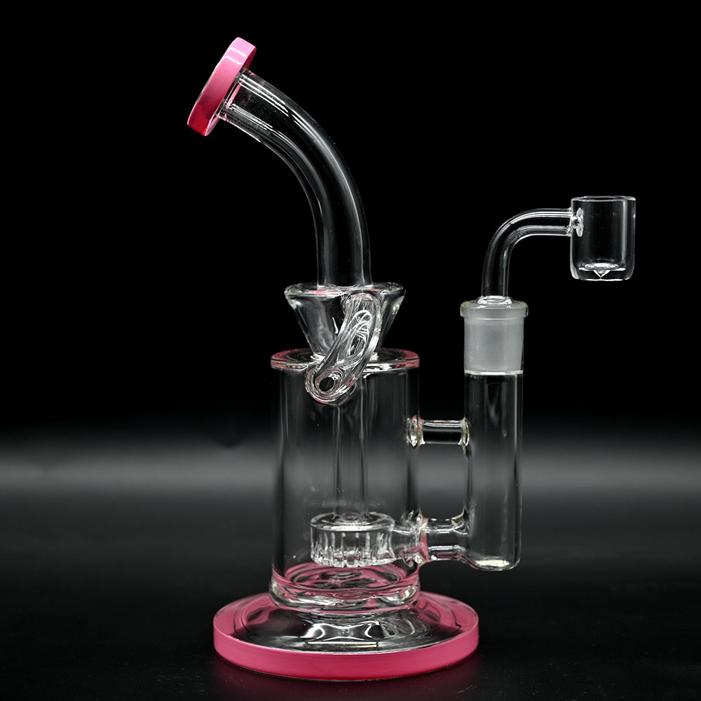 8.4in, bong de vidro Percolator, plataformas de vidro de reciclador com banger de quartzo, tubos de vidro percolator de cor, tubos de água de vidro de borossilicato, acessórios para fumantes