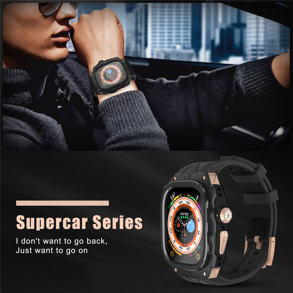 Premium-Metallgehäuse + Silikonarmband AP Mod Kit für Apple Watch Ultra 2/Ultra 49 mm