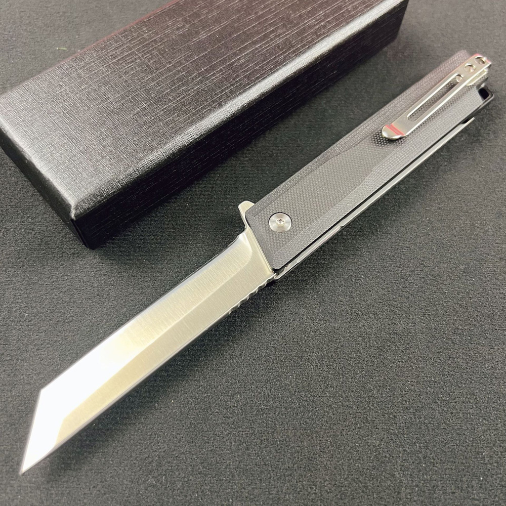 Coltello pieghevole Flipper di alta qualità D2 Lama Tanto satinata CNC G10 Maniglia con cuscinetto a sfere Escursione di campeggio esterna Coltelli da cartella EDC