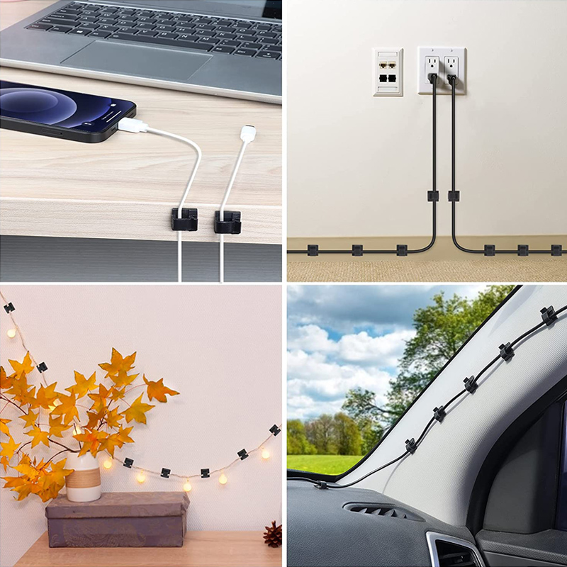 Cable Organizer Clips Cable Management Desktop Wire Manager Cord Holder USB Charging Data Line Bobbin Car Winder Wall Stickers