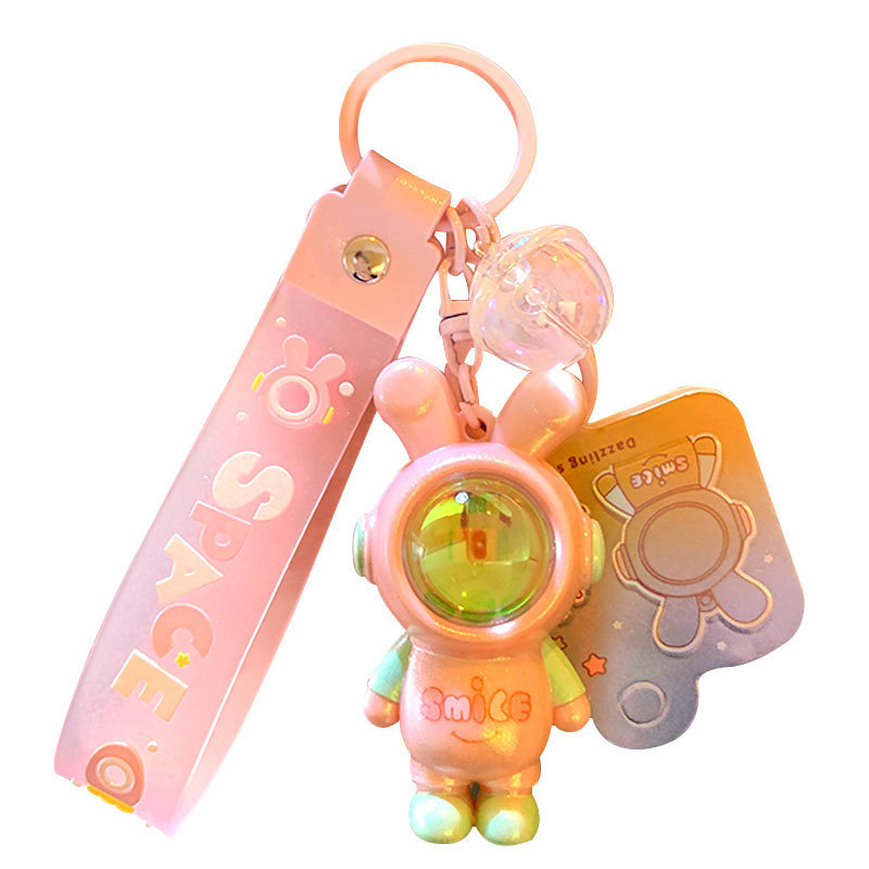 Astronaute authentique, lapin souriant, ciel étoilé Sunset Light Keychain Pendant Feme Cartoon Car Keychain Pendant Valentine's Day Small Gift Wholesale