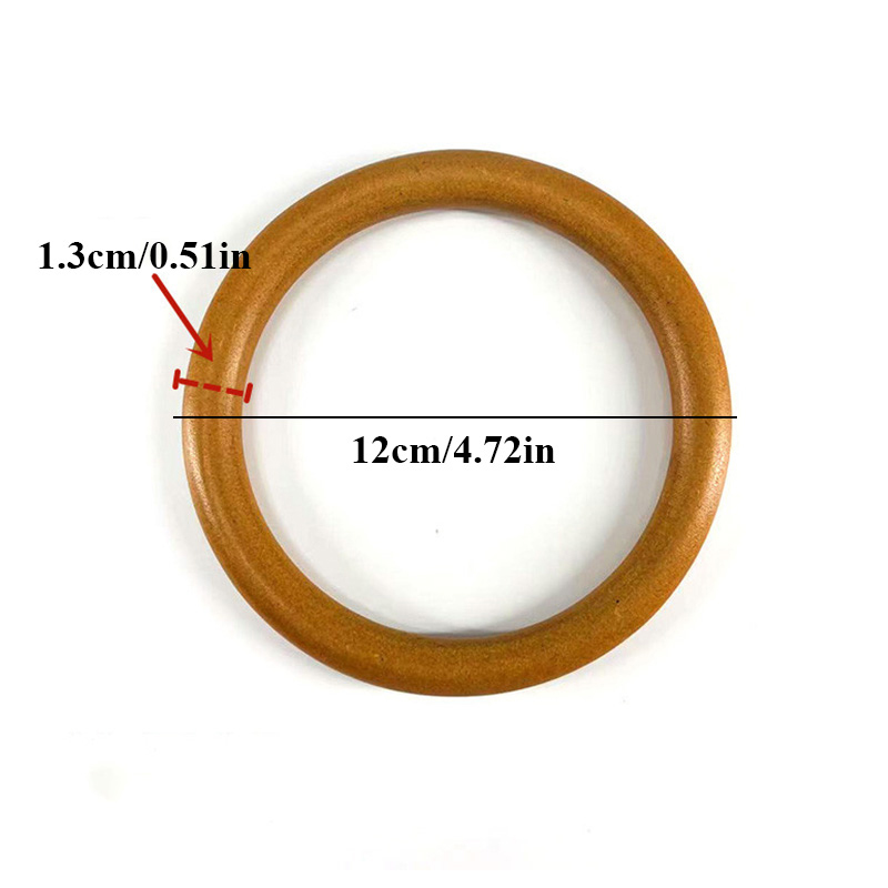 Round Wooden Handle D-shaped Replacement DIY Purse Handle Ring Bag Accessories Woven Bag Belt Handcraft Strap Bag Parts