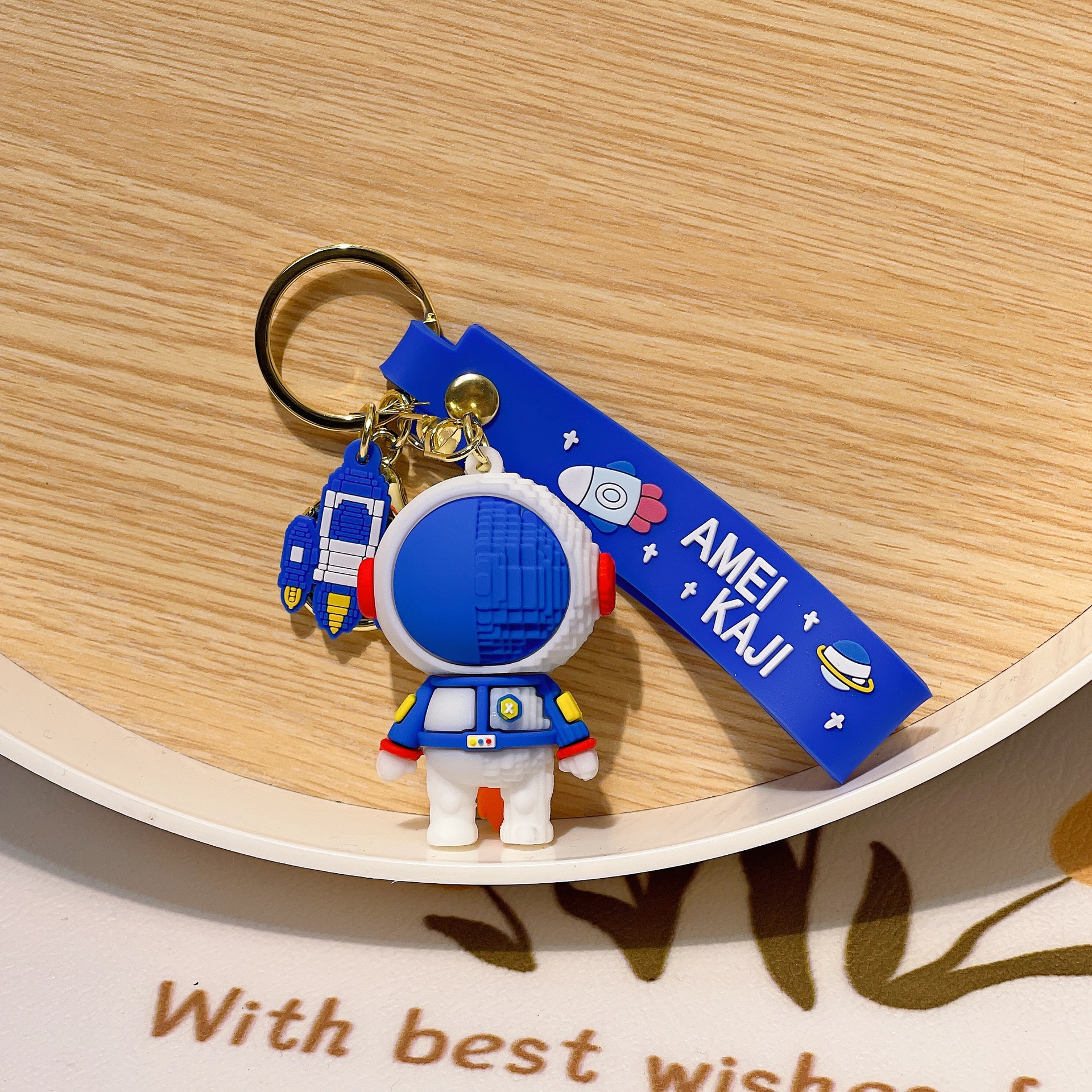 Porte-clés d'astronaute demi-bloc galaxie, dessin animé créatif, pendentif Astro 3D mignon, pendentif de sac de voiture