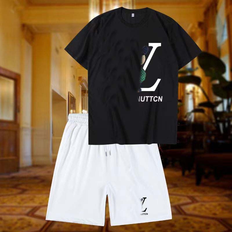 Suit men's summer 2024 new fashion brand short sleeve shorts T-shirt men's casual wear with a handsome set of summer clothes
