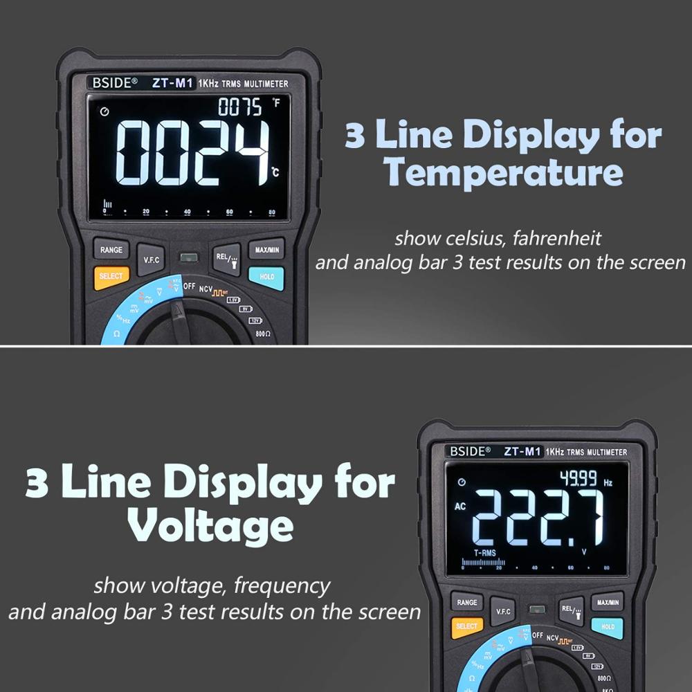 Bside Profesional Digital Multimeter True RMS 8000 Analogue Tester 20A prąd DC AC Pojemność napięcia VFC Ohm Bateria Test Hz