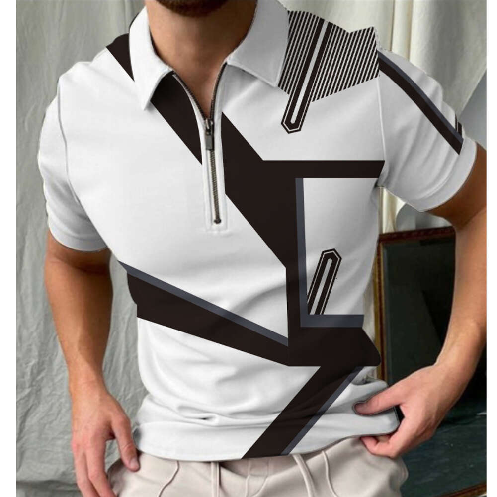 Loose T-shirt Men Designer Polo Shirt Daily Street Trendy 2024 Summer New Fashion Casual Plus Size Man Digital Printed Polo Shirt With Zipper All Colors Availbale