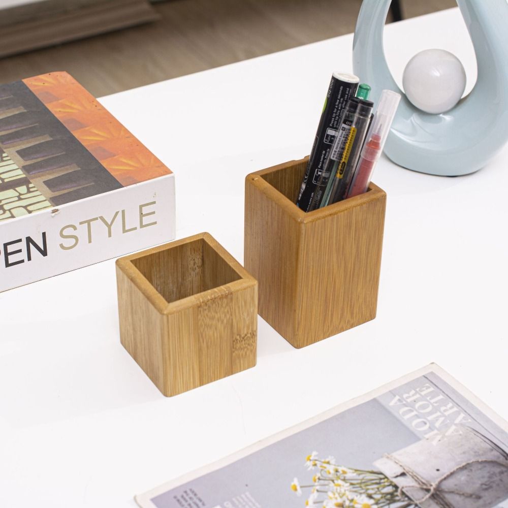 Accessories Student Stationery Simplicity Design Desktop Organizer Pencil Organizer Bamboo Pen Holders Desktop Storage