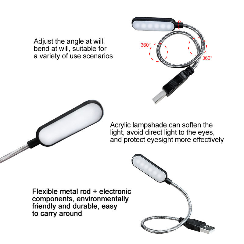 USB Mini LED LUMIÈRES FLEXIBLE LIVRE LIVRE DE NUIT NUILLE LECTURE POUR LA BANQUE POWER BANK Ordinier ordinateur PC Light Night