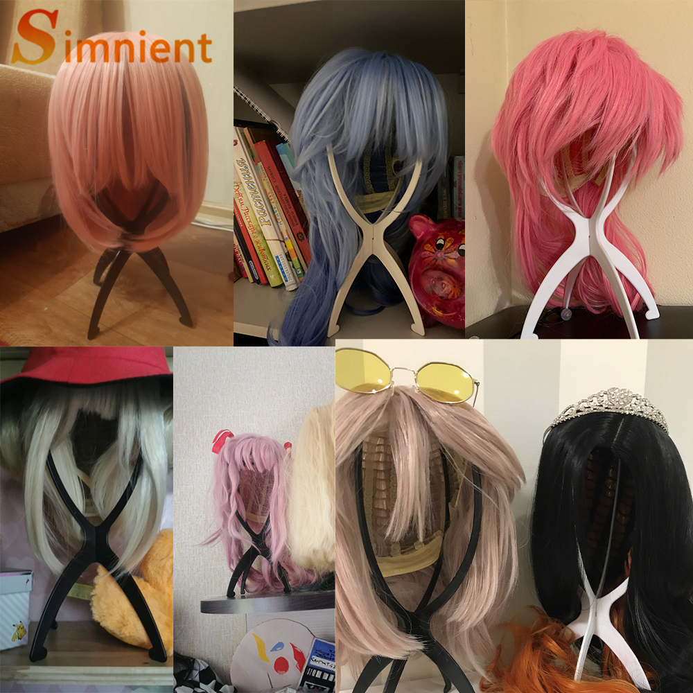 カラフルなajustable wig standsプラスチックハットディスプレイウィッグヘッドホルダー16x36cmマネキンヘッド/スタンドポータブル折りたたみウィッグスタンド