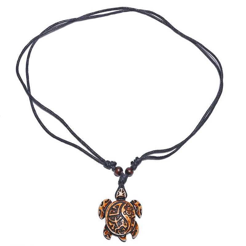 Colares Pingente Surfer Colar Sea Turtle Pingente Homens Gargantilha Inca Jóias Estilo Náutico Imitação Yak Osso Colares Amuleto Cera Cord Adjustabl 240401