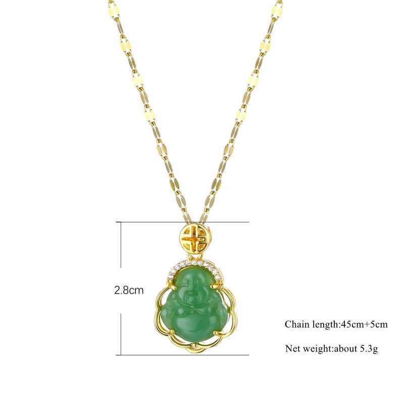 Pendant Necklaces Fashion Exquisite Maitreya Buddha Pendant Necklace Inlaid with Shiny Zircon Crystal Base Ladies Lucky Amulet Fortune Jewelry 240330