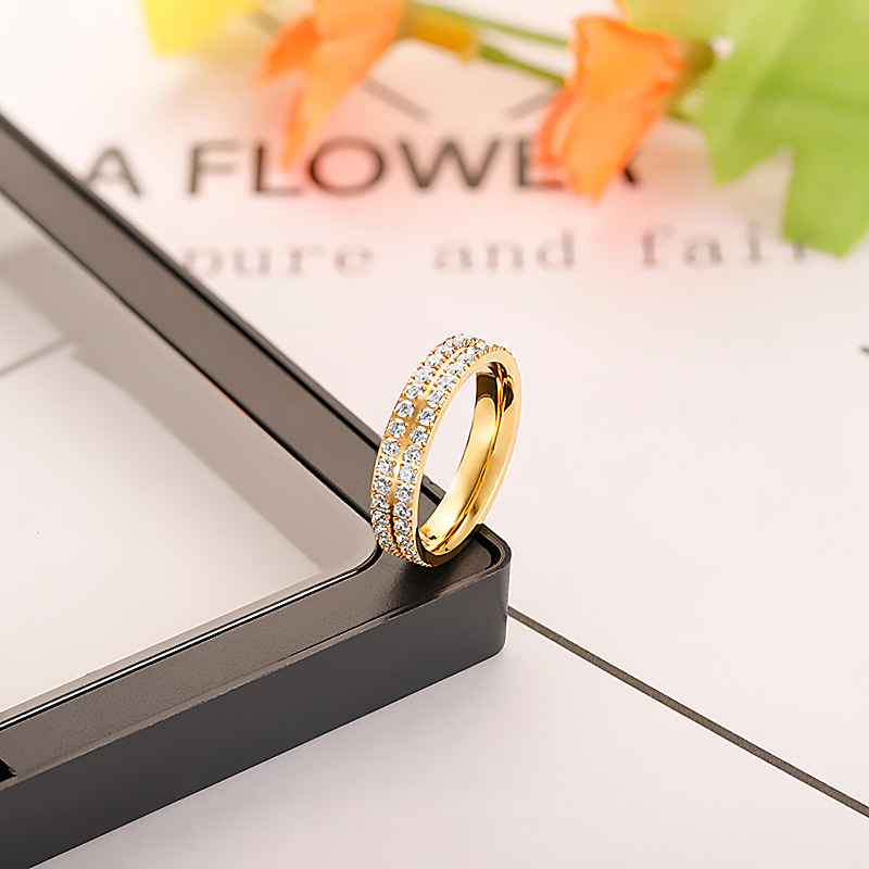 Оптовая продажа с фабрики, высококачественное, популярное новое титановое кольцо с бриллиантами, простое кольцо, подарок для пары, с мешком для пыли, бесплатная транспортировка