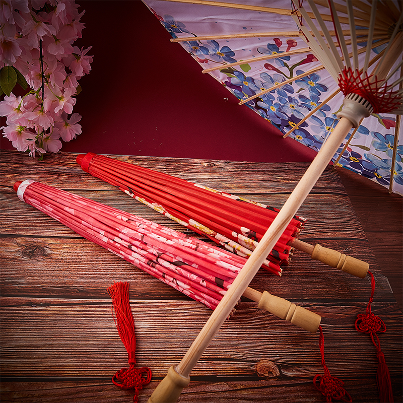 Silkduk Kvinnor Kinesisk stil Paraply Cherry Blossoms Ancient Dance Paraply