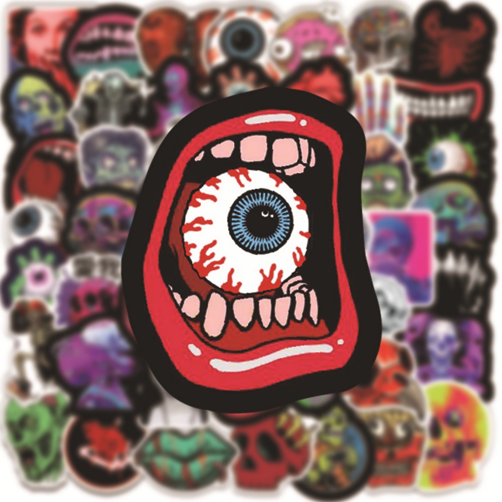 10/20/Mixed Horror Zombie Skull Monster Ghost Stickers Notebook Fridge Guitar Halloween Home Decal Waterproof Sticker