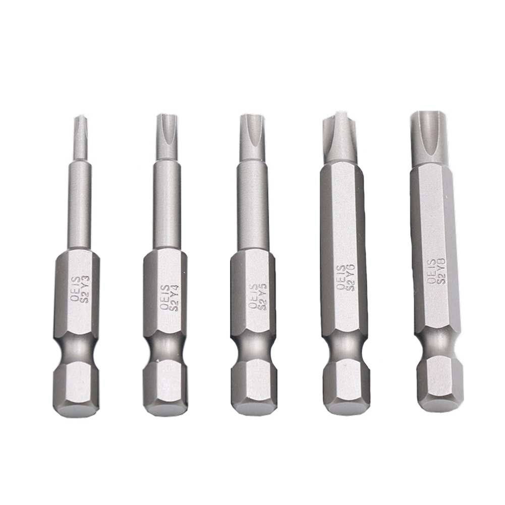 5st 50mm magnet 1/4 '' Hex Shank Tri-Wing Y Tip Head Screwdriver Bits Set Multi-Tool Bits For Screwdriver Hand Tools