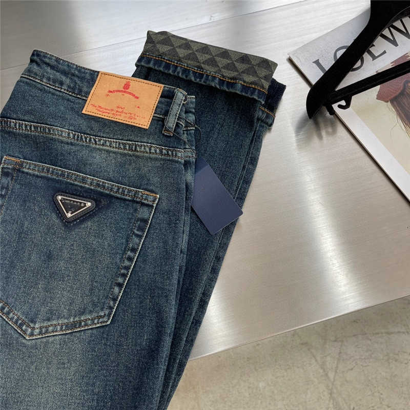 Jeans pour hommes Designer Prapra Nouvelle lettre imprimée Pantalons décontractés P Family Triangle Label 58WU