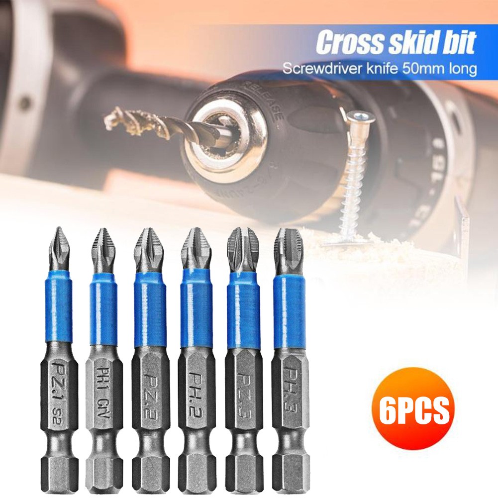 Set Hex-Shanked-Phillips Bits 50 mm Longueur Tournevis à glissement Bit magnétique Single tête PH1 PZ1 PH2 PZ2 PH3 PZ3 MAIN