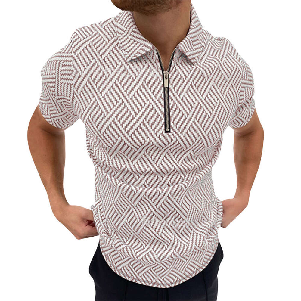 Loose T-shirt Men Designer Polo Shirt Daily Street Trendy 2024 Summer New Fashion Casual Plus Size Man Digital Printed Polo Shirt With Zipper All Colors Availbale