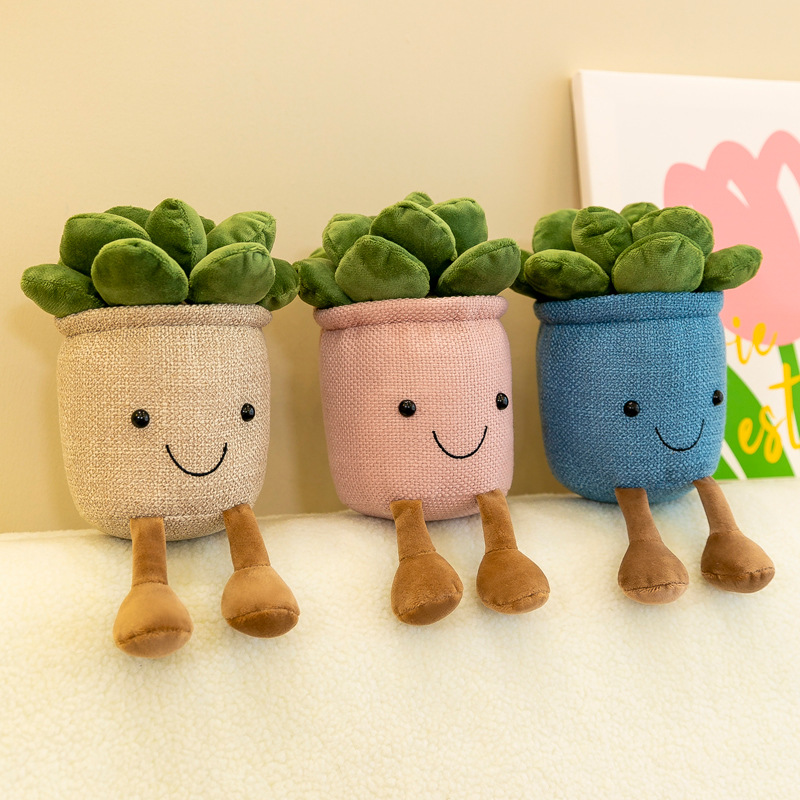 Plantes succulentes en pot souriantes, décoration du salon, de la maison, cœur de fille, jouet en peluche mignon pour décoration de personnes âgées