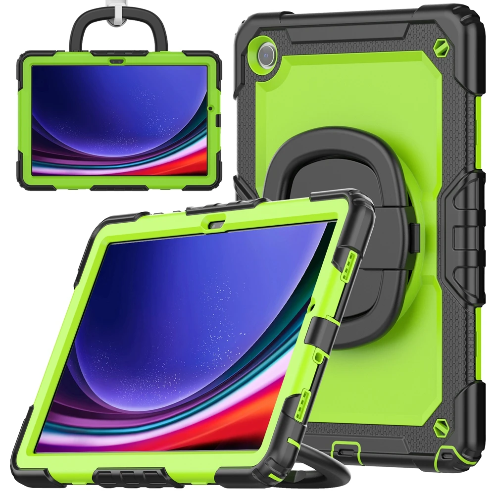 360 Poiglet rotatif Cas de tablette robuste pour Samsung Galaxy Tab A9 plus A9 + 2023 11 pouces Kickstand Kickstand Silicone Professeur de choc + bandoulière