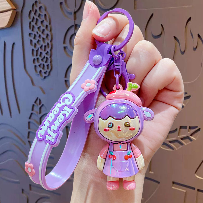 Cartoon Cute Cherry Girl Car Keychain Female Creative Couple Bag Keychain Pendant Small Gift Wholesale