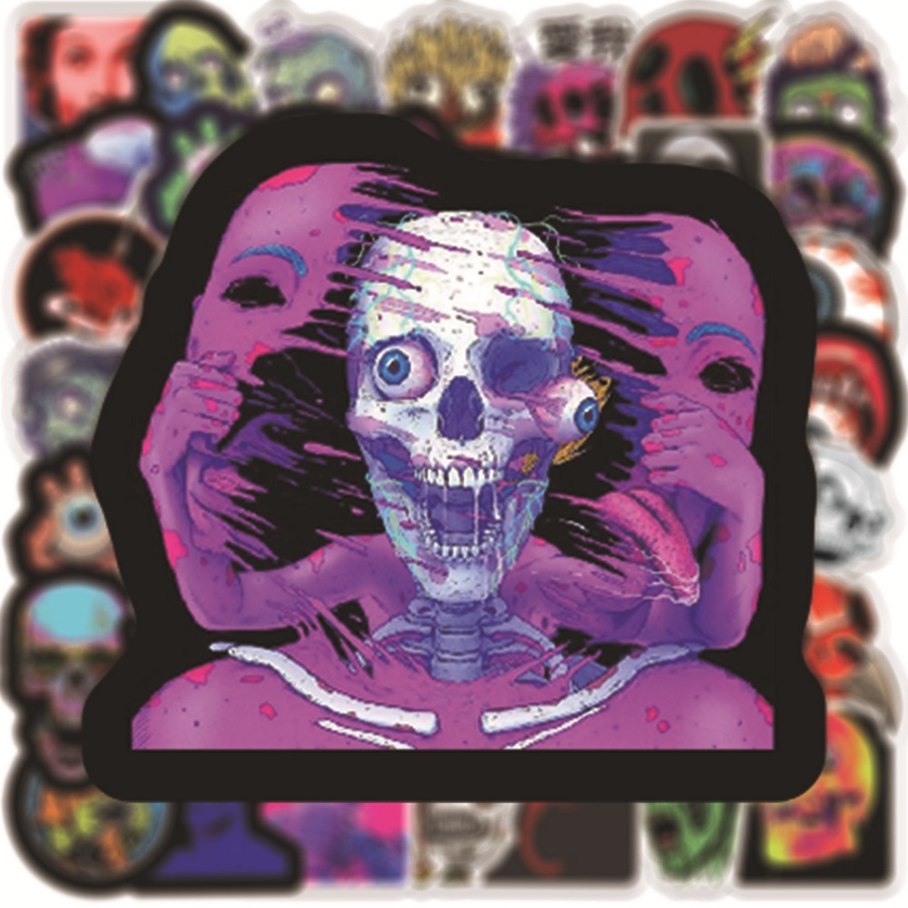 10/20/Mixed Horror Zombie Skull Monster Ghost Stickers Notebook Fridge Guitar Halloween Home Decal Waterproof Sticker