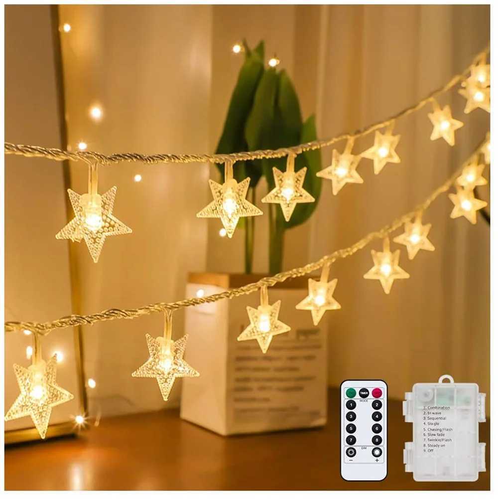 LED Strings Ball String Işık Uzaktan Kumanda Sıcak Beyaz Pil Çalışan Zincir Lamba Tatil Noel Düğün Açık Dekor YQ240401