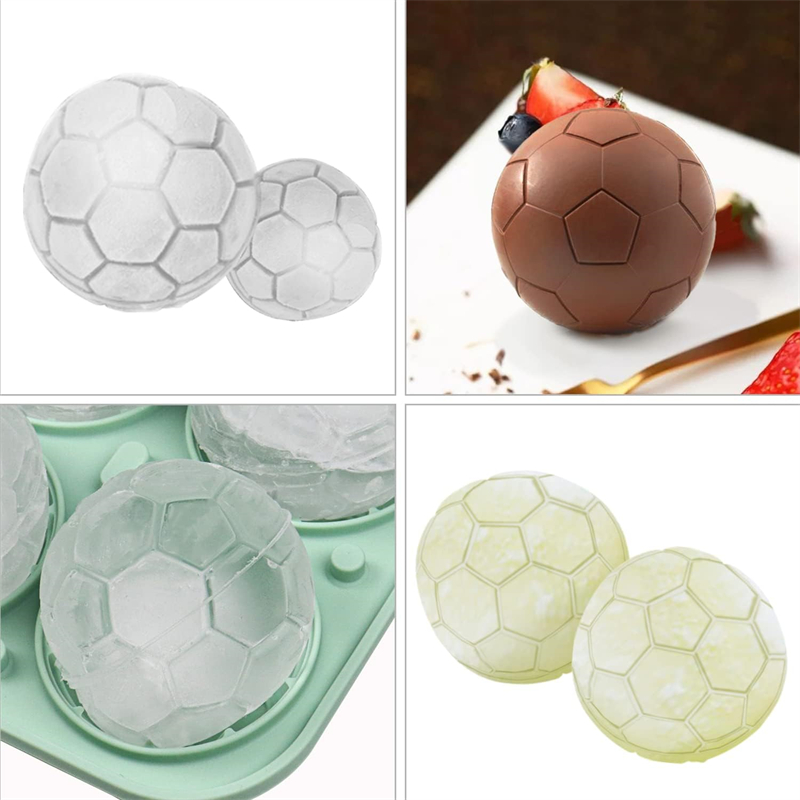 Silicone bola de futebol cubo de gelo molde novidade presentes de futebol para o dia do jogo uísque cocktails bourbon artesanato esfera redonda gelo fabricante