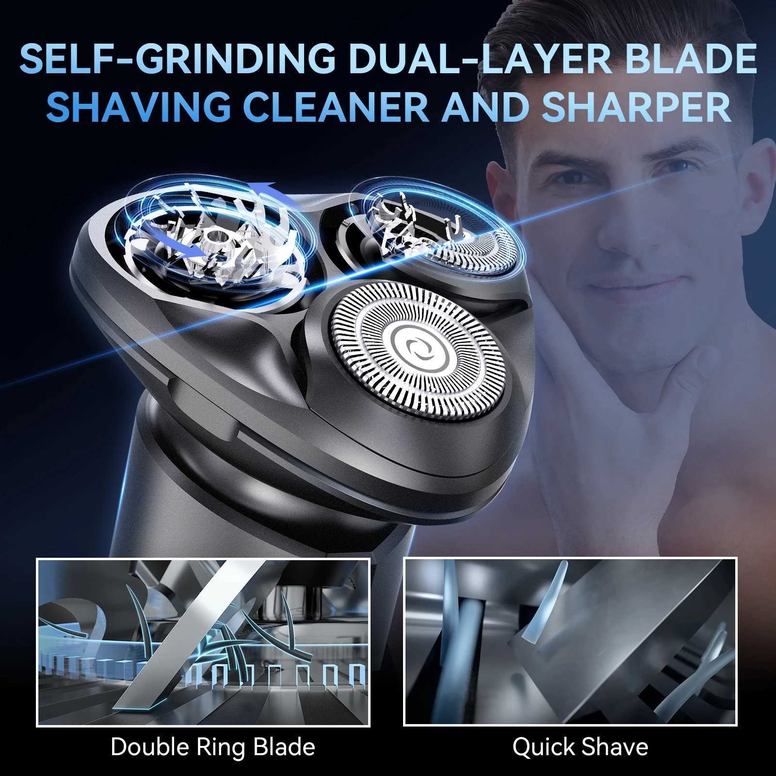 Barbeadores elétricos Kensen Shaver para homens recarregável 3D flutuante cortador magnético lâmina lavável aparador de barba navalha máquina de barbear masculina 2442