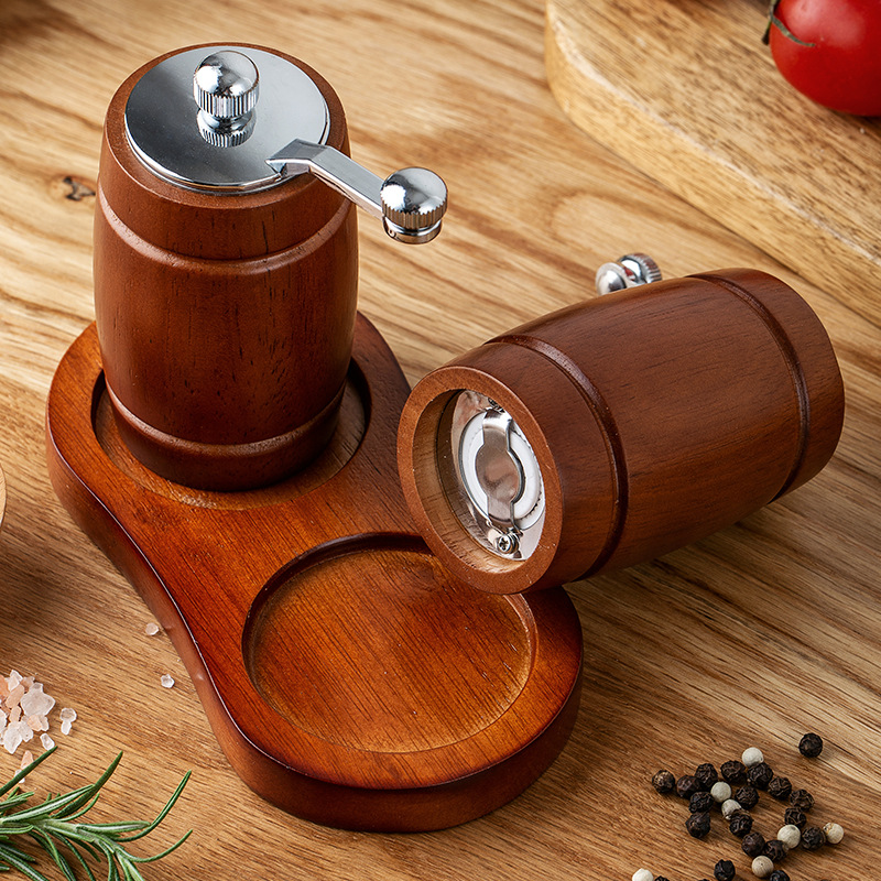 Creative Barrel Pepper Mill Set Solid Wood Manual Sea Salt Black Pepper Grinder Hushåll Kök Nyr Black Peppercorns Mill