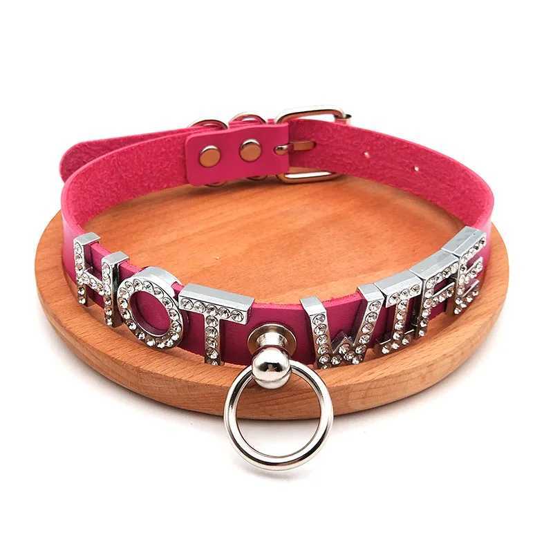 Hanger kettingen nieuwe aangepaste letters riem hoep kraag choker ketting dames mannen bdsm daddy slaaf cosplay haak haak chocker sieraden sexy speelgoed