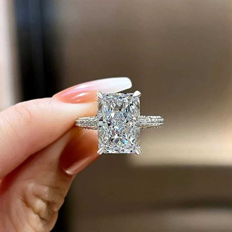 Wedding Rings Huitan Classic Design Womens Wedding Rings Simple Rectangular Cubic Zirconia Ring Eternity Love Accessories Gift Luxury Jewelry