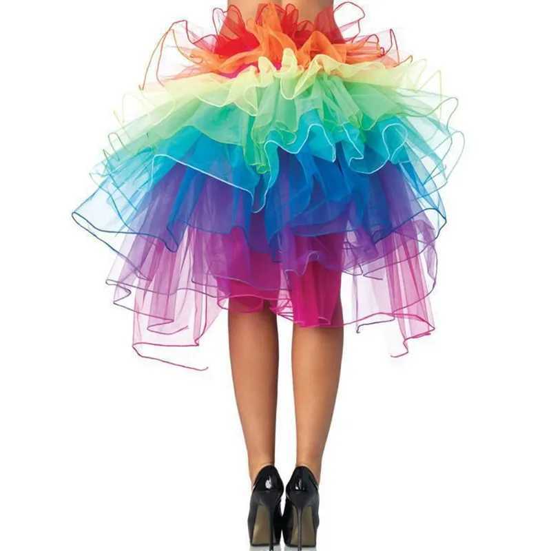 Urban Sexy Dresses Womens Layered Rainbow Bustle Kjol Dance Tulle Tutu kjol för klubbkläder Carnival American Party Kirts Dance Fairy 240403