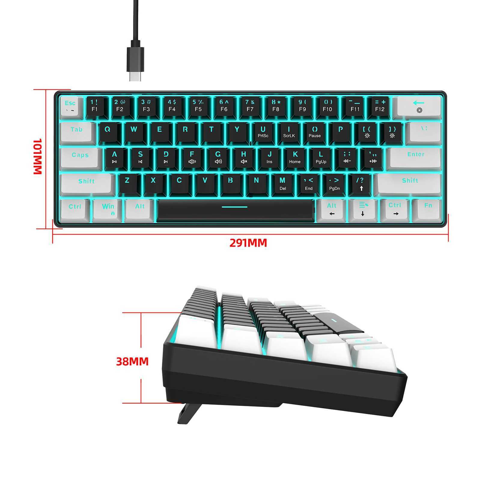 Tastaturen HXSJ V900 RGB Mechanische Tastatur 61 Taste Gaming -Tastatur Blauer Schalter Haltbar und kompakt Verschiedene Beleuchtungsmodi KeyboardL2404