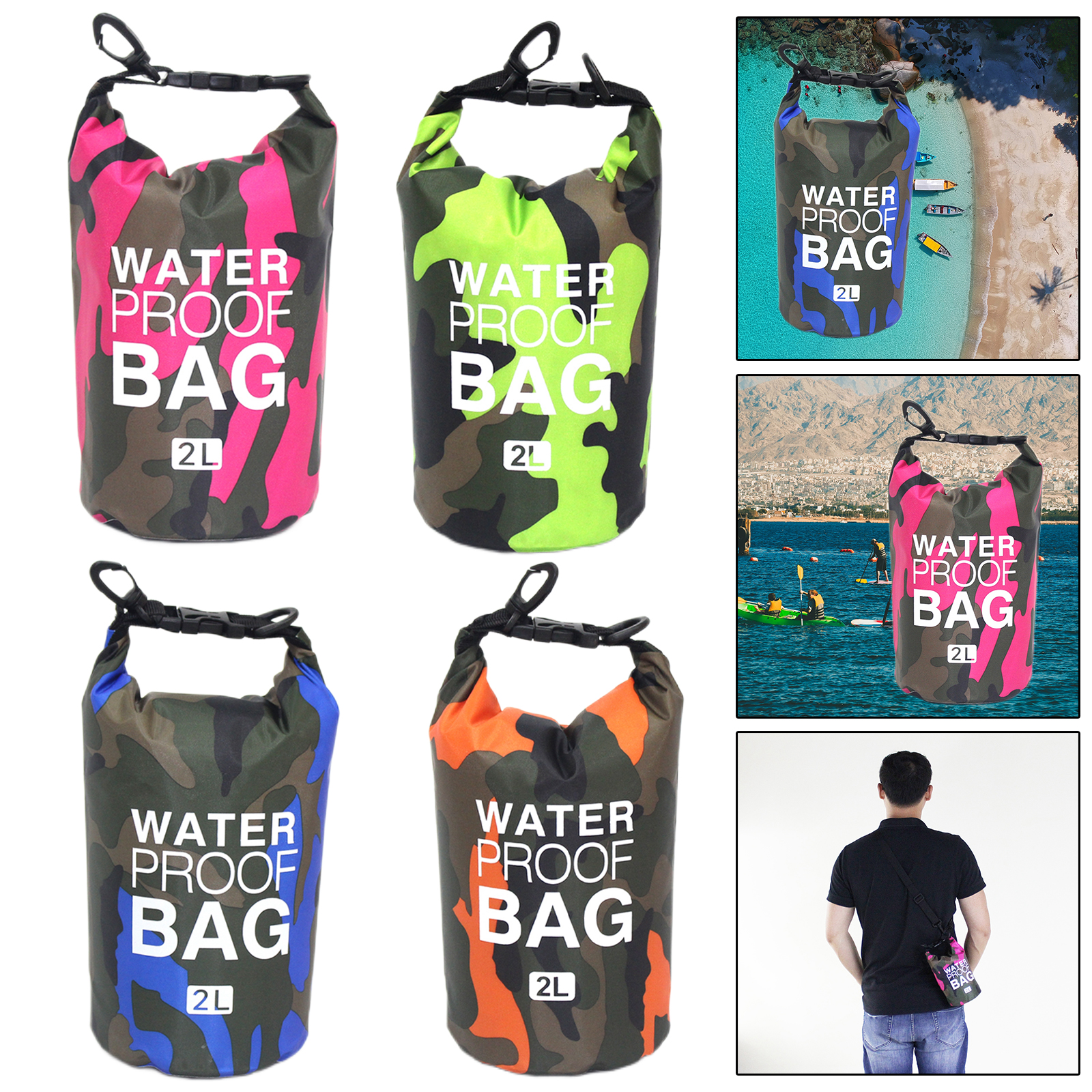 PVC Waterproof Dry Bag 2L 5L 10L 20L Camo Outdoor Diving Foldable Man Women Beach Swimming Bag Rafting River Ocean backpack
